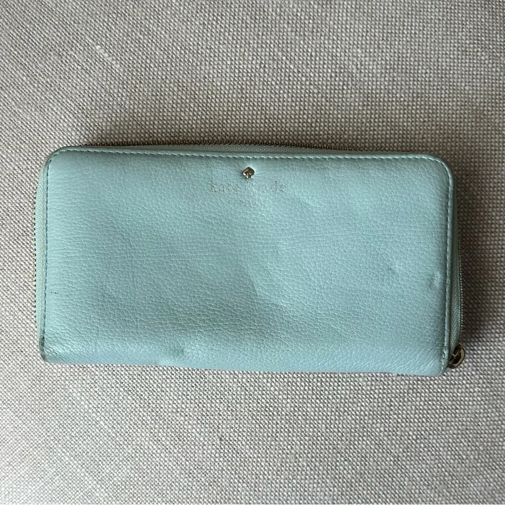 Kate Spade Blue Leather Zip Around Wallet